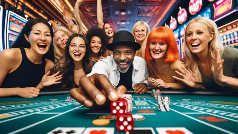 Baccarat table with cards